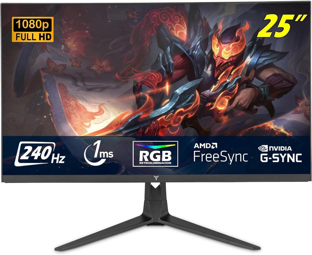 YEYIAN Avance 25 inch Gaming Monitor 240Hz, FHD 1080P Framless 25 PC Monitors 240Hz 1ms Flat VA Screen HDR 10, 2 HDMI & 1 DP Port, 92% sRGB Computer Monitor, Support Freesync and G-Sync, VESA Mount