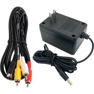 Power Supply and AV Cable for Genesis 2 3, AC Power Adapter and Audio Video RCA AV Cable Compatible with SEGA Genesis 2 3 Console