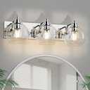 Espird 3 Light Bathroom Light Fixtures-Chrome Bathroom Vanity Lights, Modern Vanity Lights 3-Light Bathroom Lighting Fixtures Over Mirror with Clear Glass Globe Shade