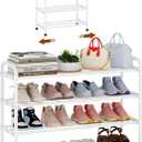 KANAV 4-Tier Expandable Shoe Rack, Heavy Duty Adjustable Metal Shoe Organizer for Closet, Entryway & Mudroom, Freestanding, Tool-Free Assembly, White