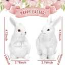 Easter Decorations Bunny Figurines, Set of 2 Realistic Textured Resin Rabbit Statues Spring Home Decor for Mantel Shelf Tiered Tray, Farmhouse Table Centerpiece Indoor Easter Spring Decorations