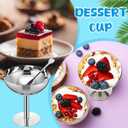 Reallnaive 4 Sets Stainless Steel Ice Cream Cups Bulk Silver Dessert Bowls with Forks 6.7 oz Small Metal Footed Cup for Serving Pudding Salad Fruit Sundae Summer Birthday Party Supply