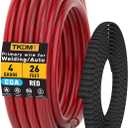 4 Gauge Wire Battery Cable - CCA 4 AWG Electrical Wire Extension Cord, 26FT Red with Cable Sleeves, for Automotive Power Ground, Battery Cable, Car Audio, RV