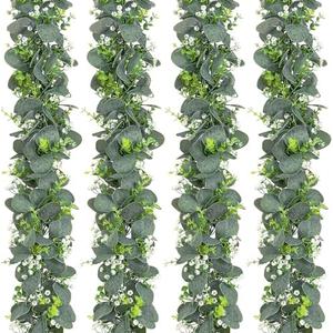 Dolicer 4 Packs 6FT Artificial Eucalyptus Garland, Faux Greenery Garland Fake Vines Hanging Silver Dollar Eucalyptus Leaves for Wedding Backdrop Arch Table Wall Party Home Decor Dolicer 4 Packs 6FT Artificial Eucalyptus Garland, Faux Greenery Garland Fake Vines Hanging Silver Dollar Eucalyptus Leaves for Wedding Backdrop Arch Table Wall Party Home Decor