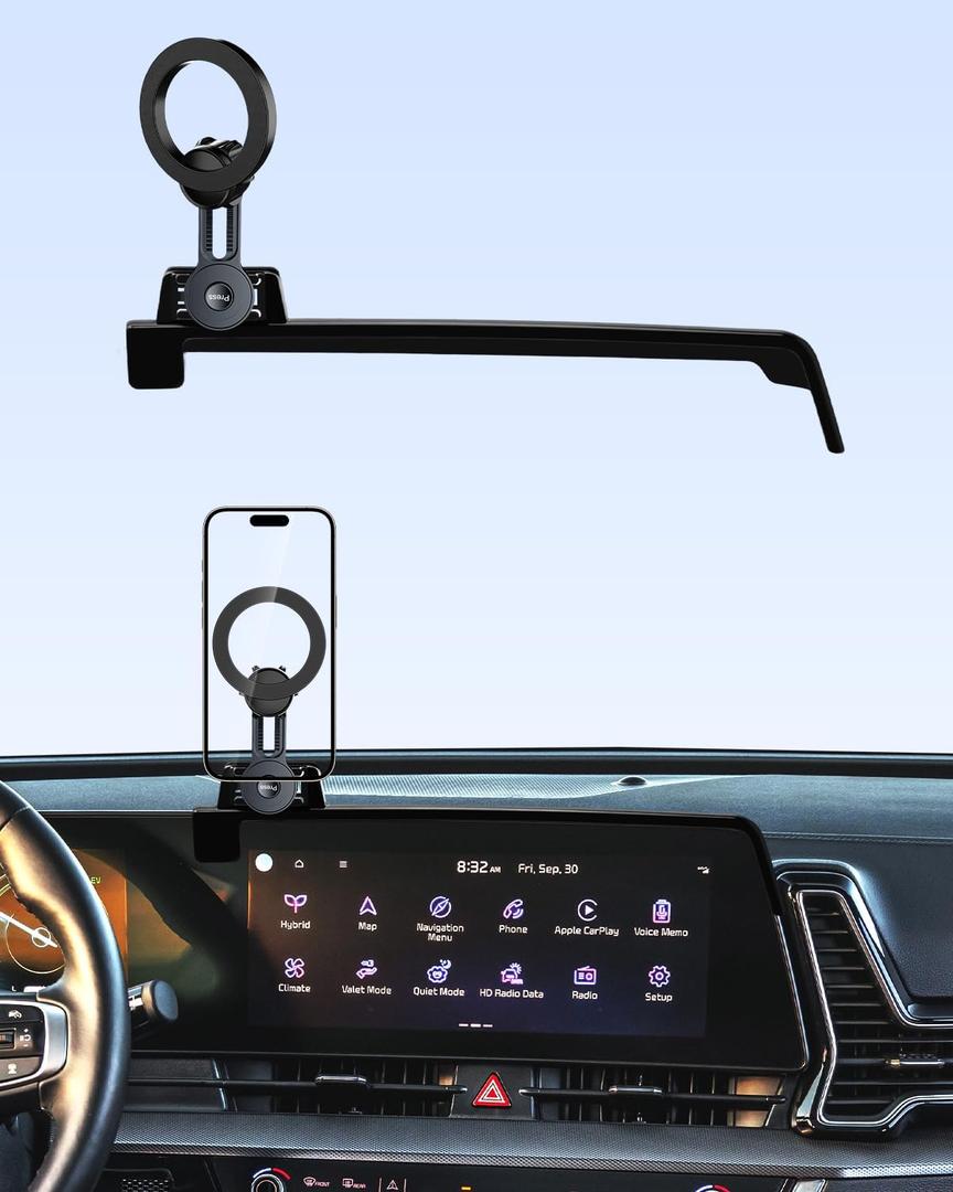 PZK Car Phone Holder for KIA Sportage 2023 2024 2025 EX/SX/SX-Prestige/X-Line Accessories 12.3-Inch Screen Fixed Clip, Compatible with MagSafe Car Phone Mount with 360 Rotatng Extension Rod Cradles
