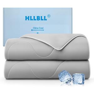 HLLBLL Cooling Comforter, Ultra Cold Fiber Technology, All-Season Lightweight Blanket to Quickly Cool Down,Deep Sleep Throughout The Night (Cool Gray, King/Cali King (106"x90"))