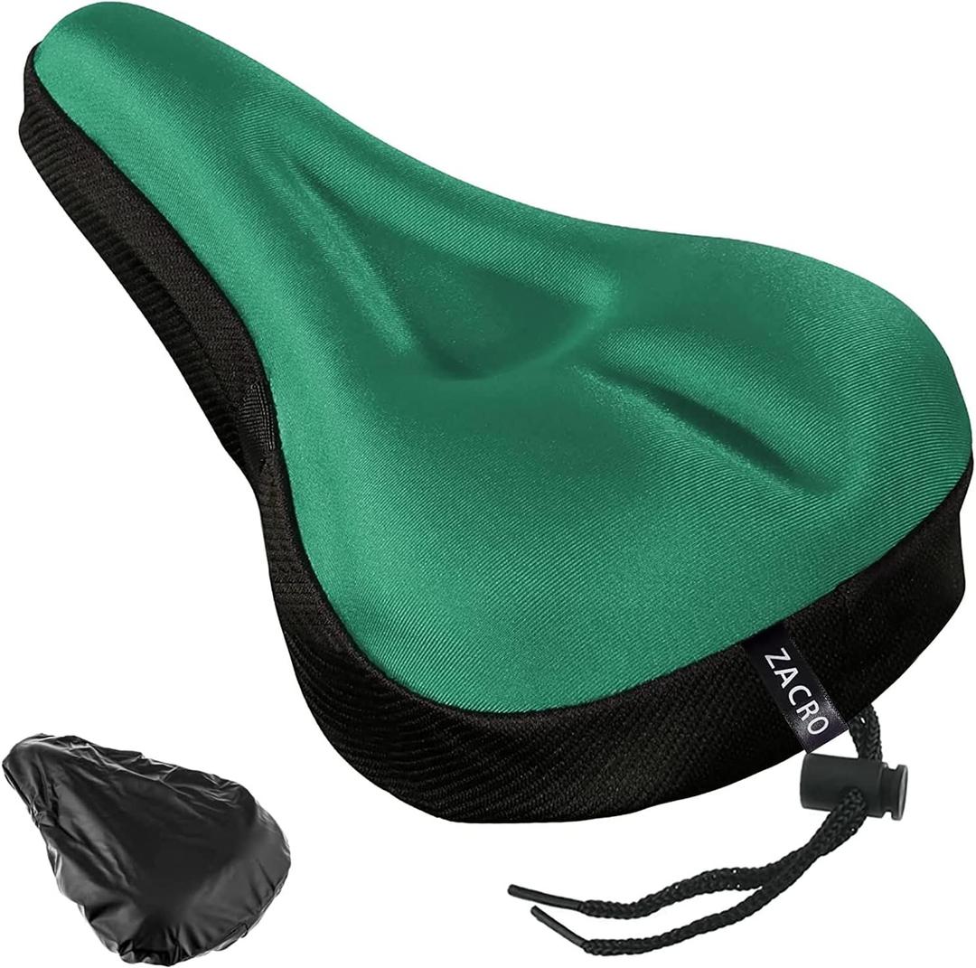 Zacro Bike Seat Cushion - Gel Padded Bike Seat Cover for Men Women Comfort, Extra Soft Exercise Bicycle Seat Compatible with Peloton, Outdoor & Indoor Bike Saddles (Green)