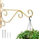 Plant Hanger Wall Hooks, Iron Plant Bracket, Decorative Wall Mount Planter Hooks for Hanging Lantern Bird Feeder Fence, Gold