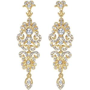 Mecresh Gold/Silver Rhinestone Chandelier Wedding Bridal Dangle Earrings
