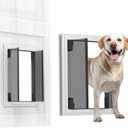 Dog Doors for Large Dogs, Energy Efficient French Dog Door with Aluminum Frame, Telescoping Tunnel, Magnetic Flaps and Sliding Lock Panel - XLarge