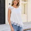 JTD Women's Sleeveless Tops Lace Trim Tank Tops Casual Loose Blouses 2026 Summer Trendy Dressy Tank Shirt (XL)