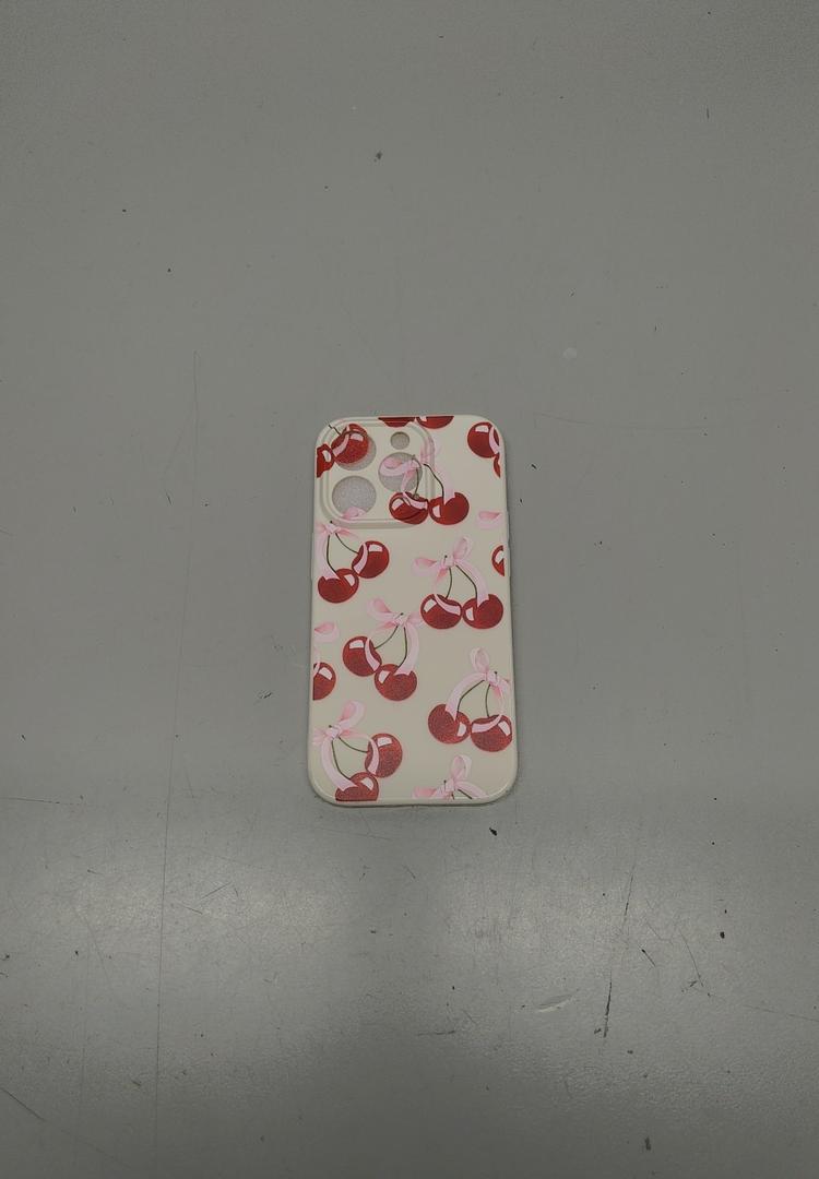 NITITOP Compatible with iPhone 14 Pro Case Aesthetic Cute Bow Knot Cherry Pattern for Women Girls Trendy Bowknot Ribbon Slim Fit TPU Bumper Shockproof Full Camera Protection Cover - White