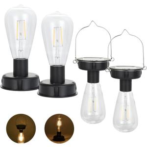 ELUTENG 4 Pack Solar Hanging Lights Replacement Top with Bulb 3.15 Inch Solar Light Replacement Top Part with Bulbs Waterproof Solar Lantern Accessories Tools for DIY Outdoor Lanterns