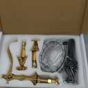 GGStudy 2 Handles 3 Holes Faucet Widespread Bathroom Sink Faucet Polished Gold Basin Tap Mixer Supply Hose Included Matching Metal Pop Up Drain