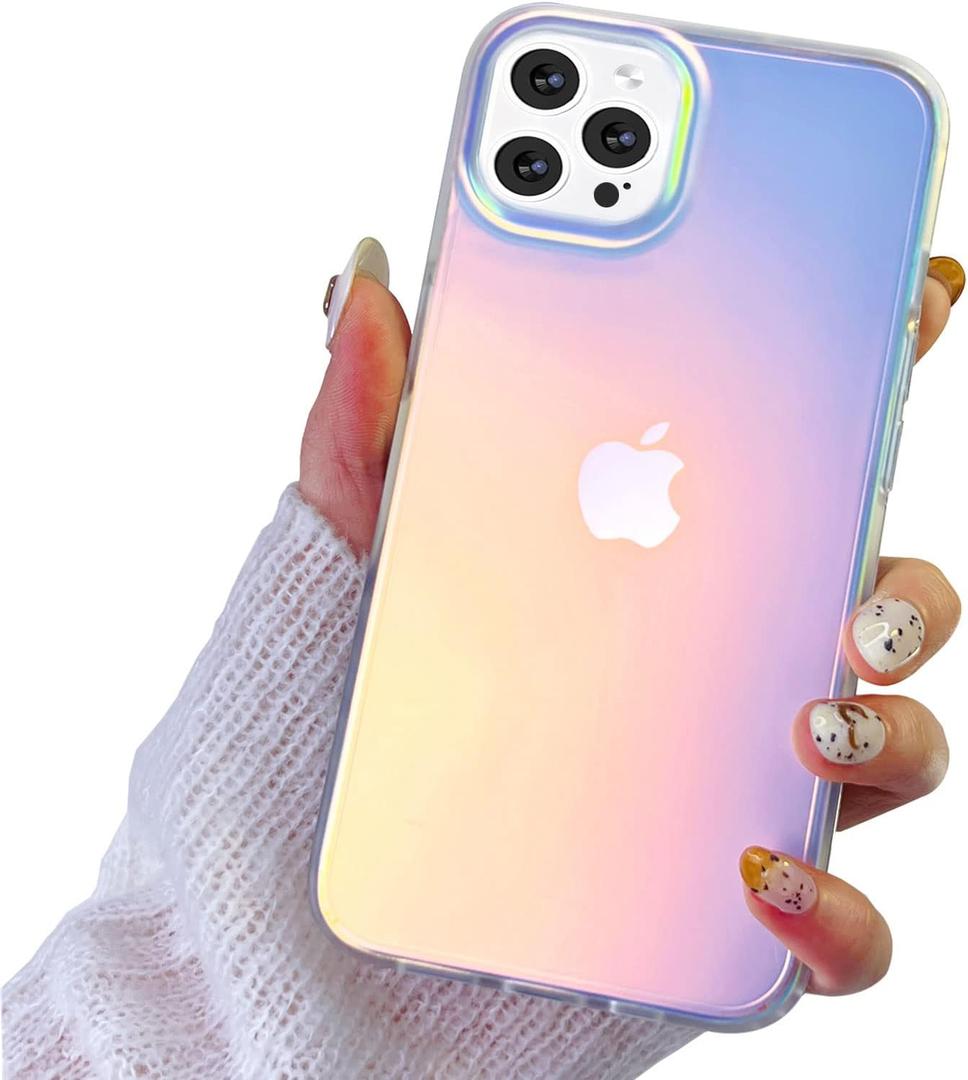 I-MGAE-IN-AR Compatible with iPhone 13 Pro Max Case Clear Frosted Laser Glitter Bling Women Girls, High-Grade TPU and Hard PC Shockproof Unique Aesthetic Design Phone Hard Case 6.7 inch