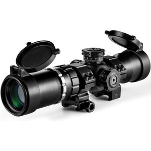 Crossbow Scope 1.5-5x32, with Locking Ring, 250-450 FPS Speed Adjustment, Speedlock Scope, 20-100 Yards, Etched Glass Reticle, Red Green Illuminated Optic Crossbow Scope for Hunting