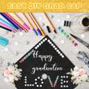 BRIFUTR 2025 Upgrade Graduation Cap Decorations kit, Includes 12 Pcs 9.5 X 9.5 Graduation Cap Topper Blank Glitter Cardstock with Self-Adhesive and 5 Sheets Rhinestones for Graduation Cap Topper