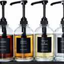 Coffee Syrup Dispenser for Coffee Bar, Glass Syrup Bottle with 1/4 oz Large Capacity Pump, Syrup Pump Dispenser with Pump for Coffee Station, Black with Tray,16.9oz, Set of 4
