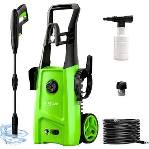 Electric Pressure Washer Power Washer Electric Powered Power Wash Power Washers with Adjustable Nozzle, Pressure Cleaning Machine with Foam Cannon for Cars, Fences, Driveways, Patios, Home Cleaning (Green)