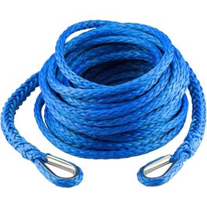 Ucreative 3/8 Inch x 50 Feet Synthetic Winch Rope Extension 26,500 Lbs for Off Road Vehicle ATV UTV SUV Blue