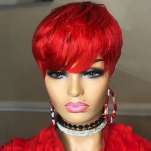 Short Red Wigs for Women Red Pixie Cut Wig with Bangs Short Hair Wigs Pixie Wig for Women Red Color