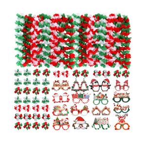 Atonofun 64 PCS Leis for Christmas Party Decorations- Leis Bulk, Red and Green Flower Lei for Adults Birthday Christmas Party Favors Supplies