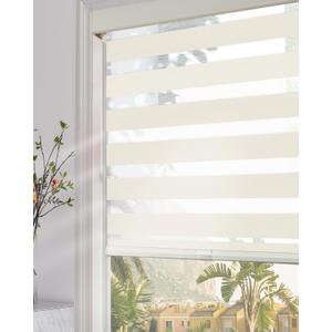 Persilux Blackout Zebra Blinds for Windows (35.5" W x 47" H, Beige) Cordless Zebra Shades for Indoor Windows, Sheer Shades Thermal Insulated Blinds with Upgraded Cassette, Window Shades for Home