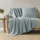 Ink+Ivy Bree Knit Throw Blanket for Bed, Sofa, and Couch, Lightweight, Breathable, Soft & Cozy Summer Blanket, Throw (50 in x 60 in) Light Blue