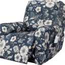 FUANGUI Recliner Chair Cover 4-Pieces Lazyboy Cover for Recliner Chair with Storage Pockets Furniture Protector for Living Room,Jacquard Sofa Slipcover for Kids, Pets, Dog and Cat, 25