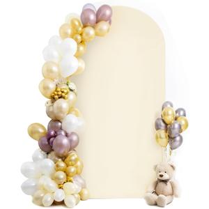 HEMMOTOP 7.2 ft Beige Arch Backdrop Cover (No Arch Stand), Ivory Spandex Arch Covers Stretchy Backdrop for Balloon, Wedding, Birthday Party, Baby Shower, Banquet Arch Decoratio