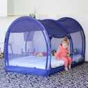 LEEDOR Bed Tent Dream Tents Bed Canopy Shelter Cabin Indoor Privacy Warm Breathable Pop Up Twin/Full/Queen for Kids and Adult Patent Pending(Mattress Not Included) (Mesh Navy)