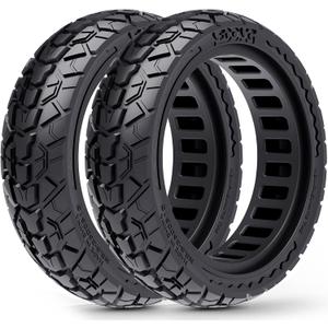 10x2.5 Scooter Tires 2-Pack Tubeless - 60/70-6.5 Airless Off-Road Replacement for Segway Ninebot Max G30/G2, Gotrax G6/G5/G MAX/ECLIPSE (Black)