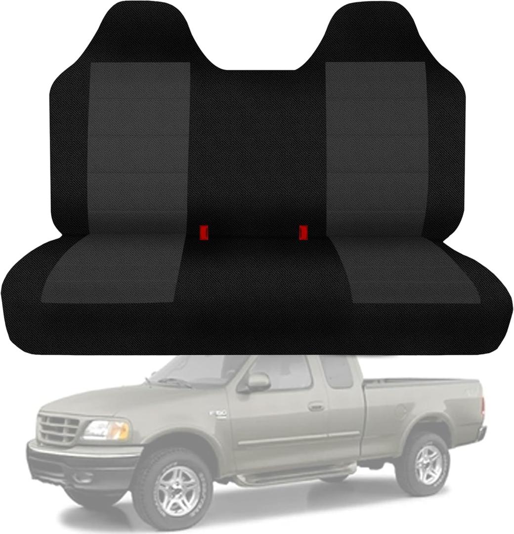 ESMING Front Bench Seat Cover with Molded Headrests Fit for Ford F-150 1999-2004, Thickened Waterproof Oxford Cloth, Solid Bench Seat Protector, Easy to Clean