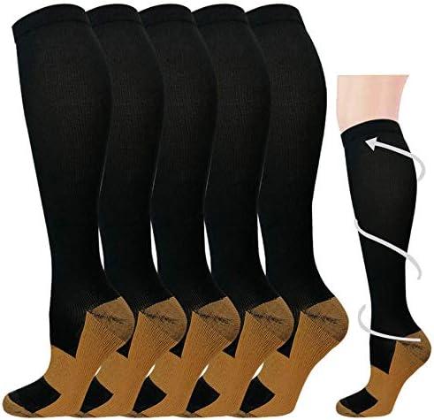 Graduated Compression Socks for Women&Men 20-30mmhg Knee High Socks Travel Hiking Running Stocking, Size 2XL