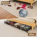 Under Bed Storage with Wheels, 31.5in / 35L Large Rolling Underbed Storage, Underbed Drawer on Wheels, Tool-free Assembly Metal Under Bed Drawers Organizer Container for Bedroom Shoes Clothes Toys, Black