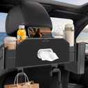 5-in-1 Car Back Seat Organizer and Storage with Extendable Cup Holder, Tissue Holder, Phone Holder, Hanging Hooks, Trash Bin, Back of Seat Car Headrest Organization Accessories for Women Man