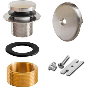 SENTO Nickel Tip-Toe BathTub Drain Trim Set Assembly Stopper Kit, Fit both 1-1/2 Inch or 1-5/8 Inch Strainer and Stopper, Heavy Duty Metal with Matching Screws, Easy Installation, Satin Nickel