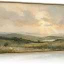 Large Framed Vintage Rustic Landscape Wall Art, Green Hills Canvas Print
Minimalist Abstract Nature Scenery Picture Wall Decor, Countryside Farmhouse Artwork for Living Room Bedroom. Size 19.75"/39.25"