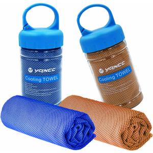 YQXCC Cooling Towel | 2 Pack 47"x12" | Ice Cool for Neck | Soft Breathable Microfiber Chilly | for Yoga, Golf, Gym, Camping, Running, Workout & More Activities (Dark Blue/Orange)