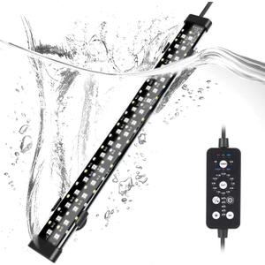 hygger Submersible LED Aquarium Light, 14W 15in 24/7 Mode Fish Tank Light with 5 Rows Beads, with Timer 9 Colors and Adjustable Brightness, Full Spectrum IP68 Waterproof Light for Fish Tank 16-27 inch