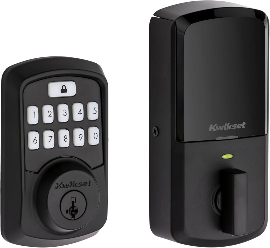 Kwikset 99420-003 Aura Bluetooth Programmable Keypad Door Lock Deadbolt Featuring SmartKey Security, Iron Black