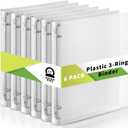 Crtiin 6 Pack Clear 3 Ring Binder, Plastic 3 Holes Binder, O Ring, 0.5 Inch