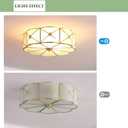 Brass Flush Mount Ceiling Light, Frosted Glass Ceiling Mount Light with Flower Decoration, 4 Lights Classic Ceiling Lighting for Bedroom Kitchen (B, 17.7")