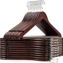 Amber Home 20 Pack Solid Wood Suit Coat Hangers, Smooth Walnut Finish Wooden Dress Hangers with Non Slip Pant Bar, Clothes Hangers with 360 Swivel Hook & Notches for Jacket, Pant, Shirt (Walnut, 20)