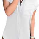 Zilcremo Women Denim Shirt Dresses Short Sleeve Distressed Jean Dress Button Down Casual Tunic Top (Medium, White)