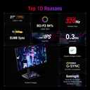 ASUS ROG Strix 27 1440P USB-C HDR Gaming Monitor (XG27ACMS) QHD (2560 x 1440), 320Hz, 0.3ms, Fast IPS, Extreme Low Motion Blur Sync, G-SYNC Compatible, DisplayWidget, Tripod Socket