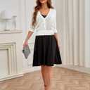 GRACE KARIN Womens Sweater Cropped Cardigan Knit Shrugs for Dresses Tops Button Down Lightweight Soft (Small, White)