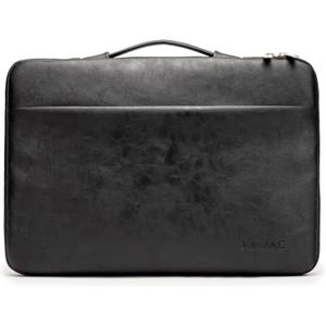 Kinmac 360 Degree Protective Laptop Sleeve Case Bag with Handle for MacBook Air 15 inch and 15 inch-15.6 inch HP Lenovo Dell ASUS Acer Notebook Computer (Black PU)