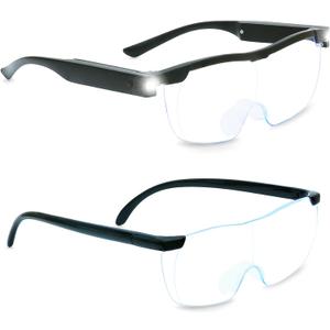Magnifying Glasses with Light, LED Rechargeable Head Magnifier Glasses, Anti-blue light 180% Magnification with Dual LED Lights, Hands Free Magnifying Eyeglass for Reading, Close Work and Craft (Black)
