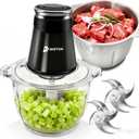 iRIITCH Food Processors, Electric Food Chopper with Meat Grinder & Vegetable Chopper - 2 Bowls (10 Cup+5 Cup) with Powerful 500W Copper Motor - Includes 2 Sets of Bi-Level Blades for Fruits/Meat/Nuts